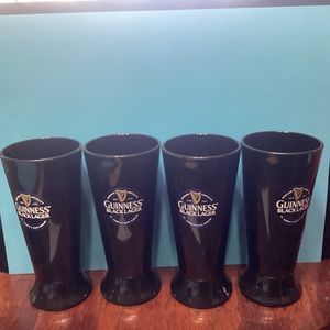 Great set of 4 Guinness Black Label Dublin cups 5” tall plastic